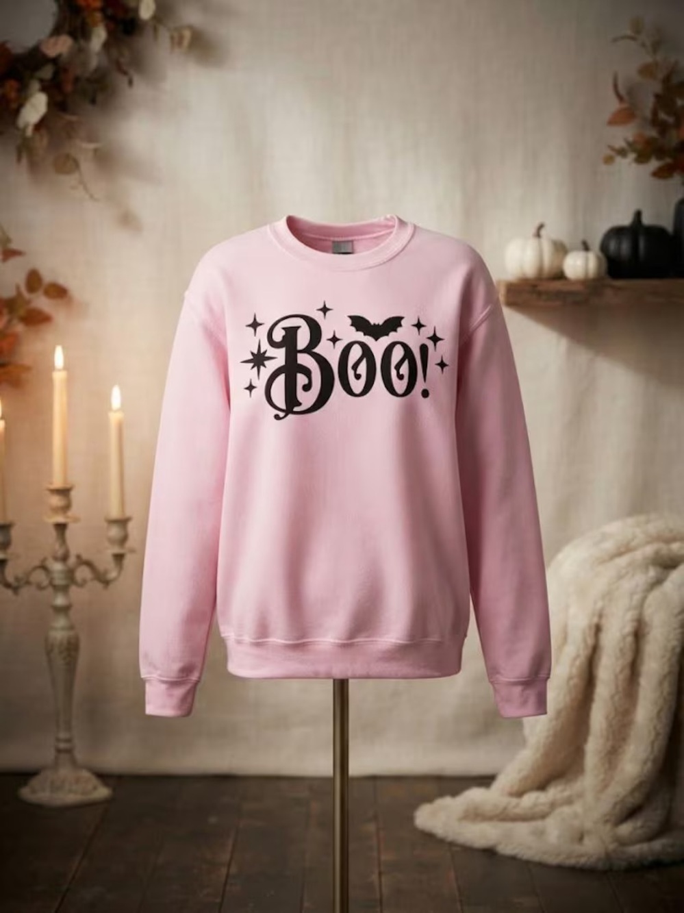 Pink Boo Graphic Sweatshirt Halloween cozy wear